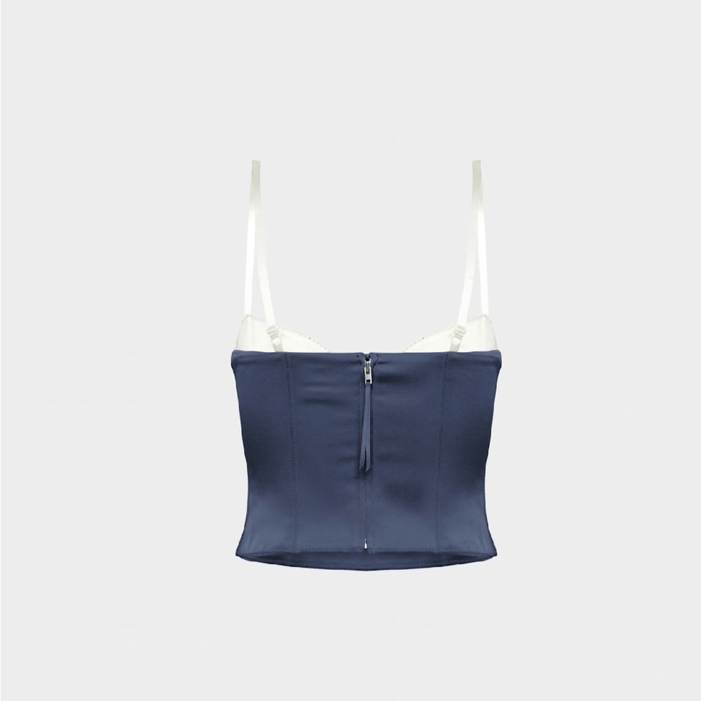Navy Blue Satin Camisole Top - Picture 3 of 4